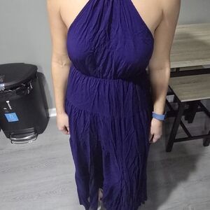 SHEIN Strapless Deep Blue Dress